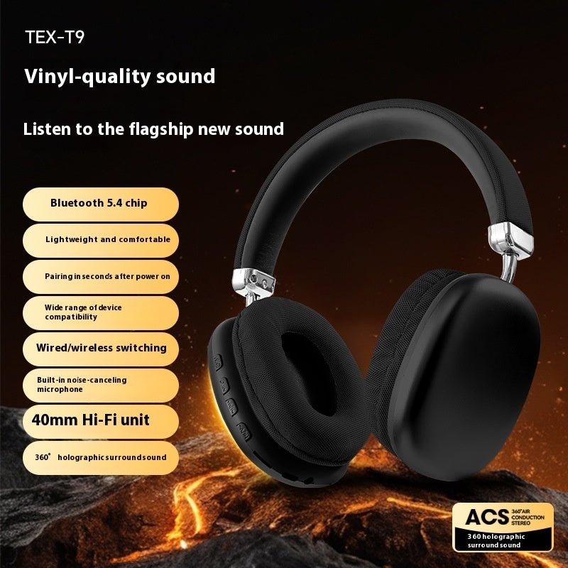 Casque Bluetooth TEX - T9 Casque sans fil Casque audio. - Casque Bleutooth - Noir - SupportConnect