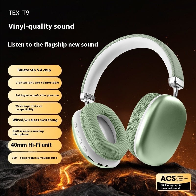 Casque Bluetooth TEX - T9 Casque sans fil Casque audio. - Casque Bleutooth - Vert - SupportConnect