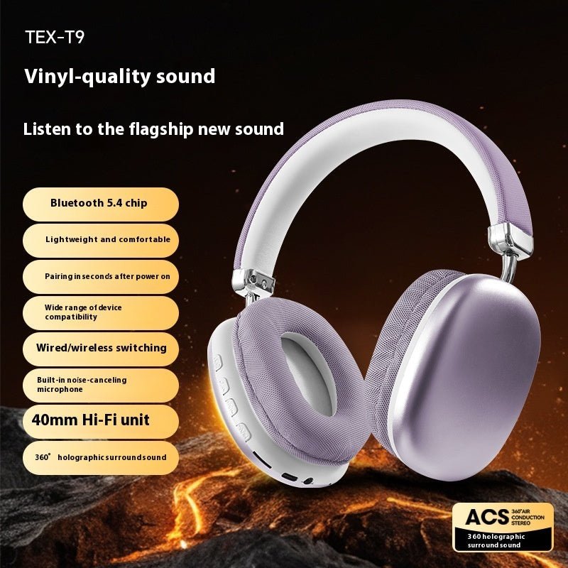 Casque Bluetooth TEX - T9 Casque sans fil Casque audio. - Casque Bleutooth - Violet - SupportConnect