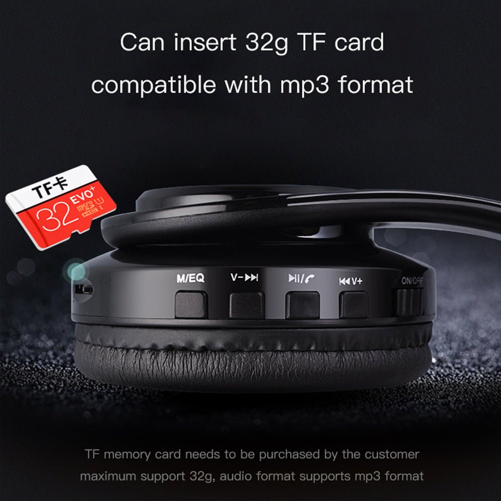 Casque Bluetooth V5.0 sans fil avec carte pliable - Casque Bleutooth - Noir - SupportConnect