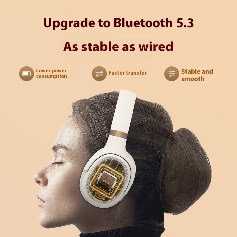 Casque sans fil Bluetooth à fixation sur la tête - Casque Bleutooth - Crème - SupportConnect