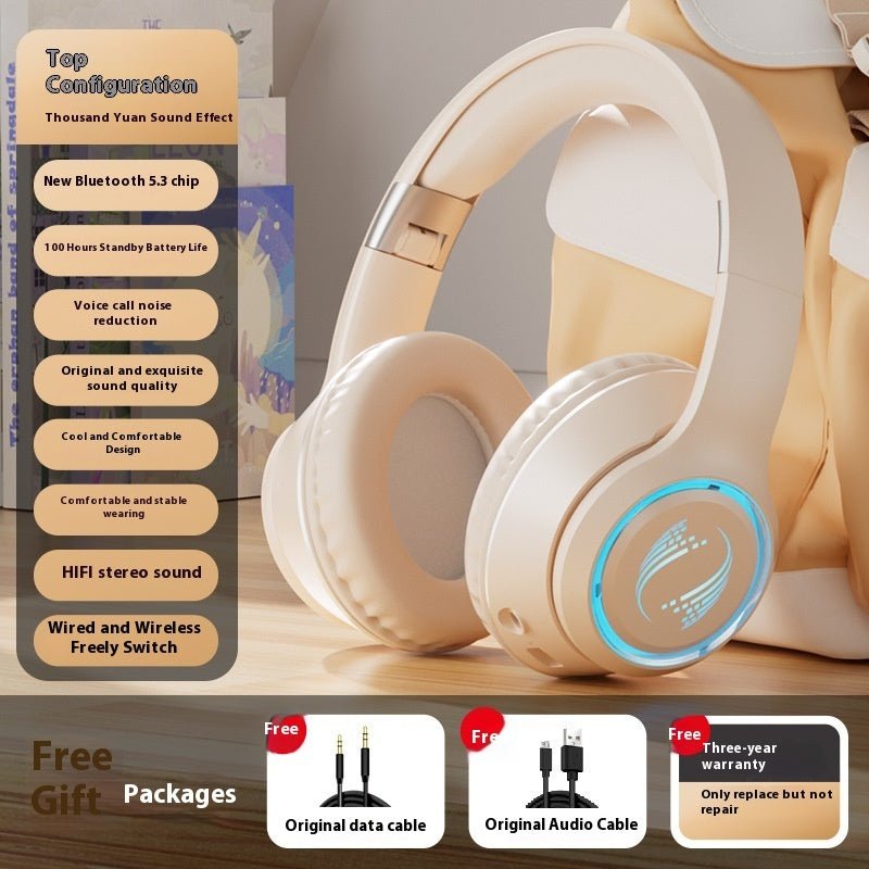 Casque sans fil Casque Bluetooth Caisson de basses Jeu Super clair. - Casque Bleutooth - Beige - SupportConnect