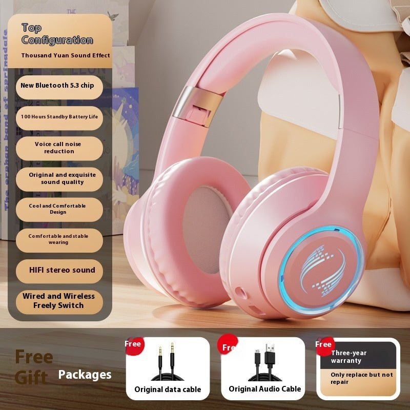 Casque sans fil Casque Bluetooth Caisson de basses Jeu Super clair. - Casque Bleutooth - Rose - SupportConnect